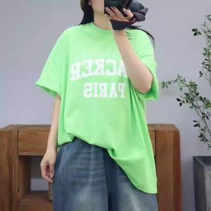 Letter Printed Cotton Long Oversized T-shirt