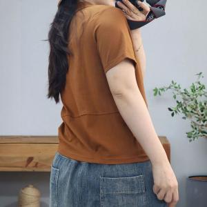 Polo Neck Short Sleeves Cotton T-shirt