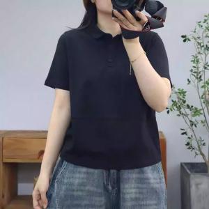 Polo Neck Short Sleeves Cotton T-shirt
