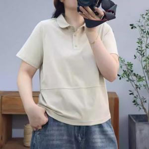 Polo Neck Short Sleeves Cotton T-shirt