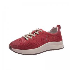 Lines Embroidery Leather Platform Trainers