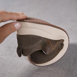 Lines Embroidery Leather Platform Trainers