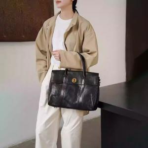 Top Layered Cowhide Leather Briefcase Bag