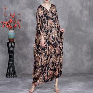 Plus Size V-Neck Boho Paisley Abaya Dress