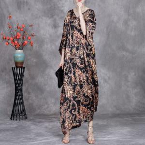Plus Size V-Neck Boho Paisley Abaya Dress