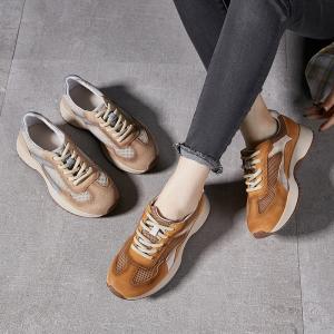 Suede Leather and Mesh Breathable Sports Sneakers