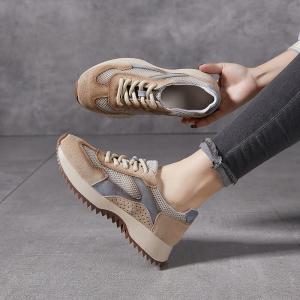 Suede Leather and Mesh Breathable Sports Sneakers