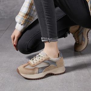 Suede Leather and Mesh Breathable Sports Sneakers