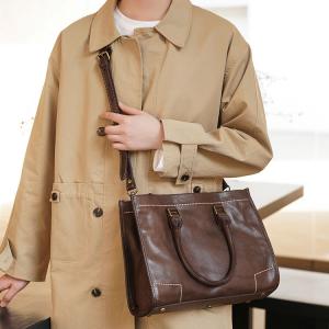 Business Cowhide Handcrafted Tote Bag