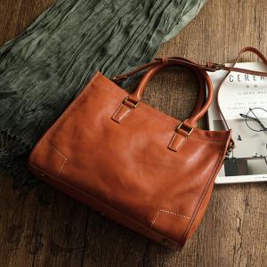 Business Cowhide Handcrafted Tote Bag
