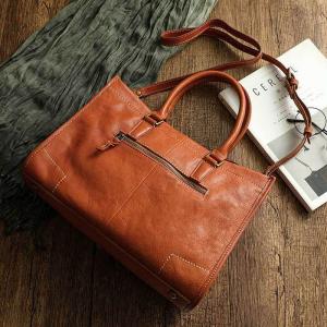Business Cowhide Handcrafted Tote Bag