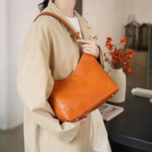 Handcrafted Elegant Vegetable Tanned Cowhide Underarm Bag