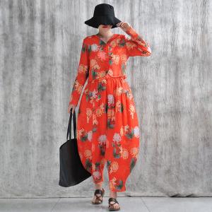 Designer Ramie Chrysanthemum Customized Carrot Pants