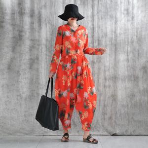 Designer Ramie Chrysanthemum Customized Carrot Pants