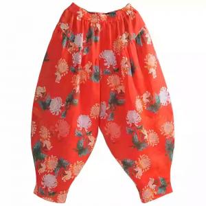 Designer Ramie Chrysanthemum Customized Carrot Pants