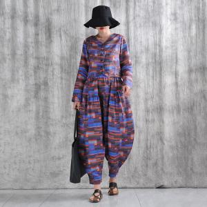 Summer Comfy Ramie Color Blocks Harem Tapered Pants