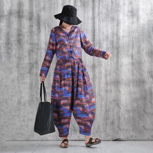 Summer Comfy Ramie Color Blocks Harem Tapered Pants
