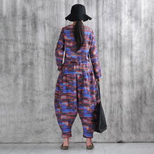 Summer Comfy Ramie Color Blocks Harem Tapered Pants