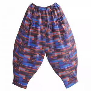 Summer Comfy Ramie Color Blocks Harem Tapered Pants