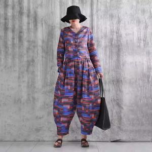 Summer Comfy Ramie Color Blocks Harem Tapered Pants