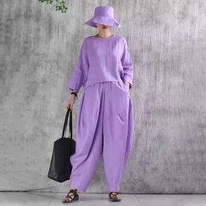 Old Money Style Violet Linen Customized Blouse