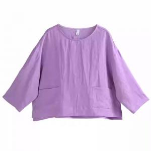 Old Money Style Violet Linen Customized Blouse