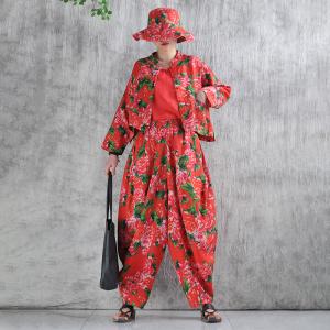 Red Peony Organic Custom Handcrafted Elegant Pants