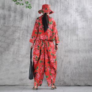 Red Peony Organic Custom Handcrafted Elegant Pants