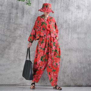 Red Peony Organic Custom Handcrafted Elegant Pants