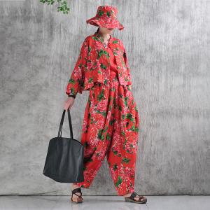 Red Peony Organic Custom Handcrafted Elegant Pants