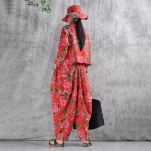 Red Peony Organic Custom Handcrafted Elegant Pants