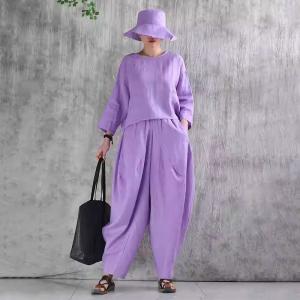 All Seasons Linen Handmade Violet Bucket Hat