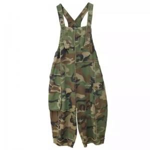 Relax-Fit Camo Fringed 90s Overalls
