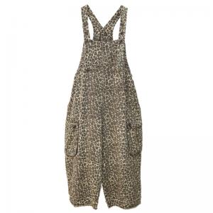 Plus Size Side Pocket Leopard Overalls