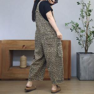 Plus Size Side Pocket Leopard Overalls