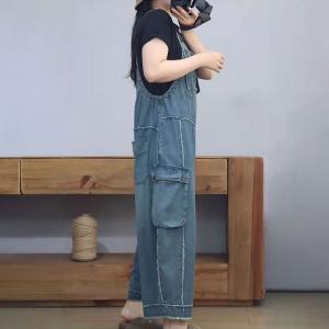 Fringed Designs Side Pockets Wide Leg Overalls