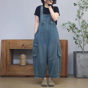 Fringed Designs Side Pockets Wide Leg Overalls