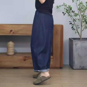 High Rise Loose Straight Leg Dark Wash Jeans