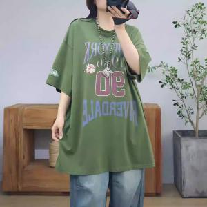 Oversized Letter Printed Cotton T-shirt Dress