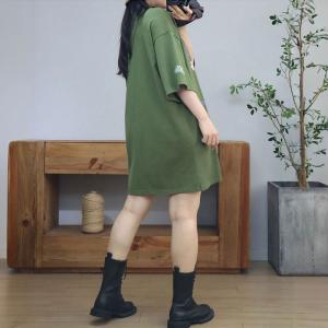 Oversized Letter Printed Cotton T-shirt Dress