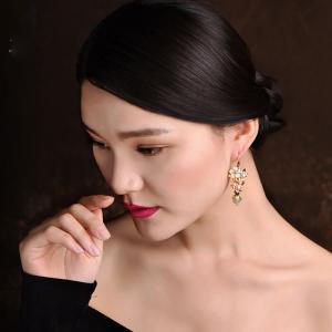 Shell Flowers Pearl Ethnic Aventurine Earrings