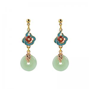 Ethnic Colored Glaze Donut Long Cheongsam Earrings