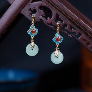 Ethnic Colored Glaze Donut Long Cheongsam Earrings
