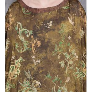 Green Paisley Loose Spring Senior Women Dress