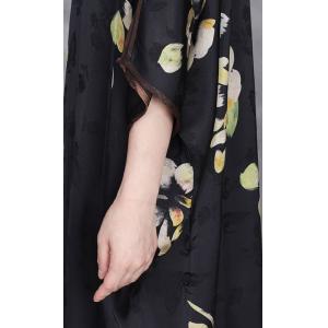 Bat Sleeves Flowers Black Plus Size Jacquard Dress