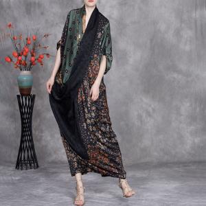 Designer Silk Front Cross Floral Maxi Dress