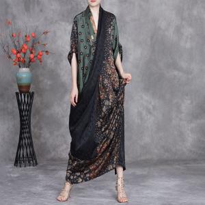 Designer Silk Front Cross Floral Maxi Dress