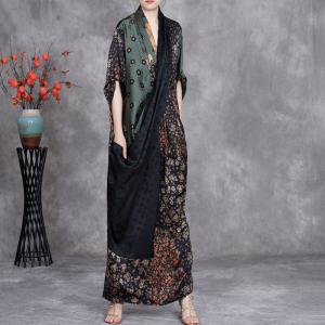 Designer Silk Front Cross Floral Maxi Dress