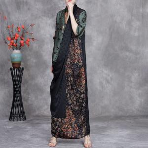 Designer Silk Front Cross Floral Maxi Dress