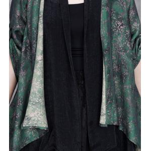Dark Green Printed Flowing Waterfall Cardigan